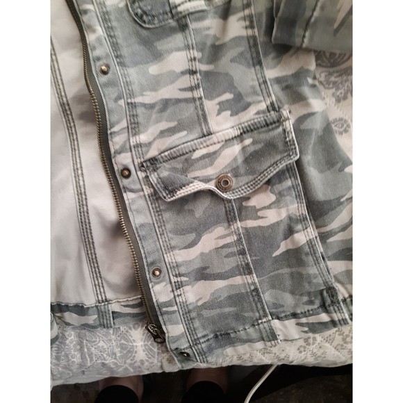 Womens Kensie Grn Camo zip frt 5 pocket jkt sz Med - Picture 4 of 6